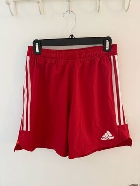 Women’s adidas Red Athletic Shorts with White Logo Size M